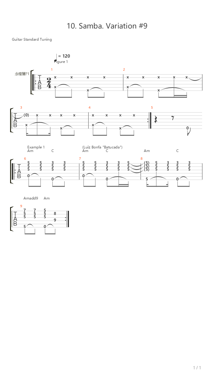 10 Samba Variation 9吉他谱