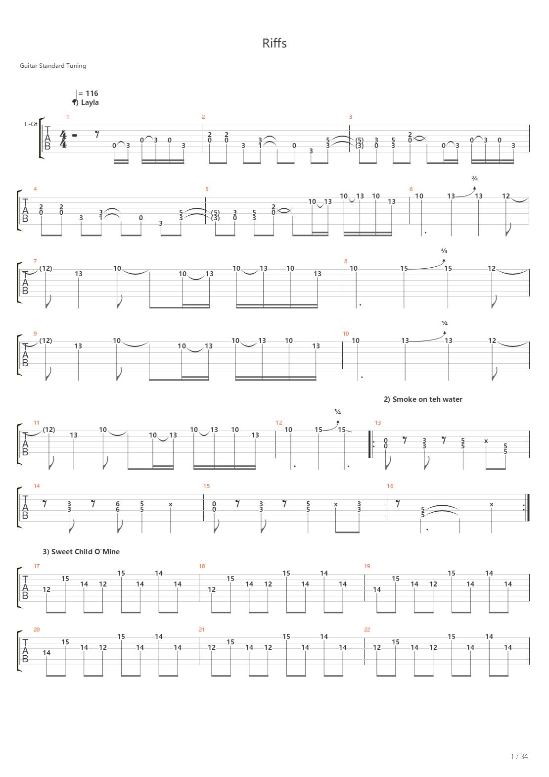 100 Greatest Guitar Riffs Of All Times吉他谱