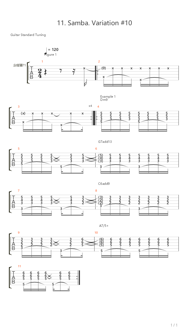 11 Samba Variation 10吉他谱