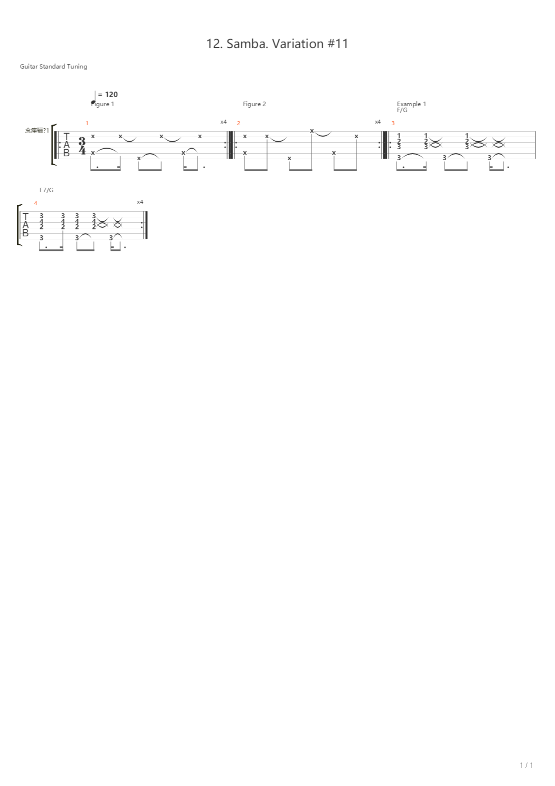 12 Samba Variation 11吉他谱