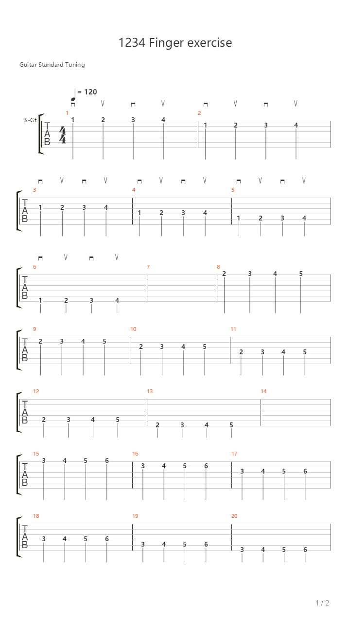 1234 Finger Exercise吉他谱