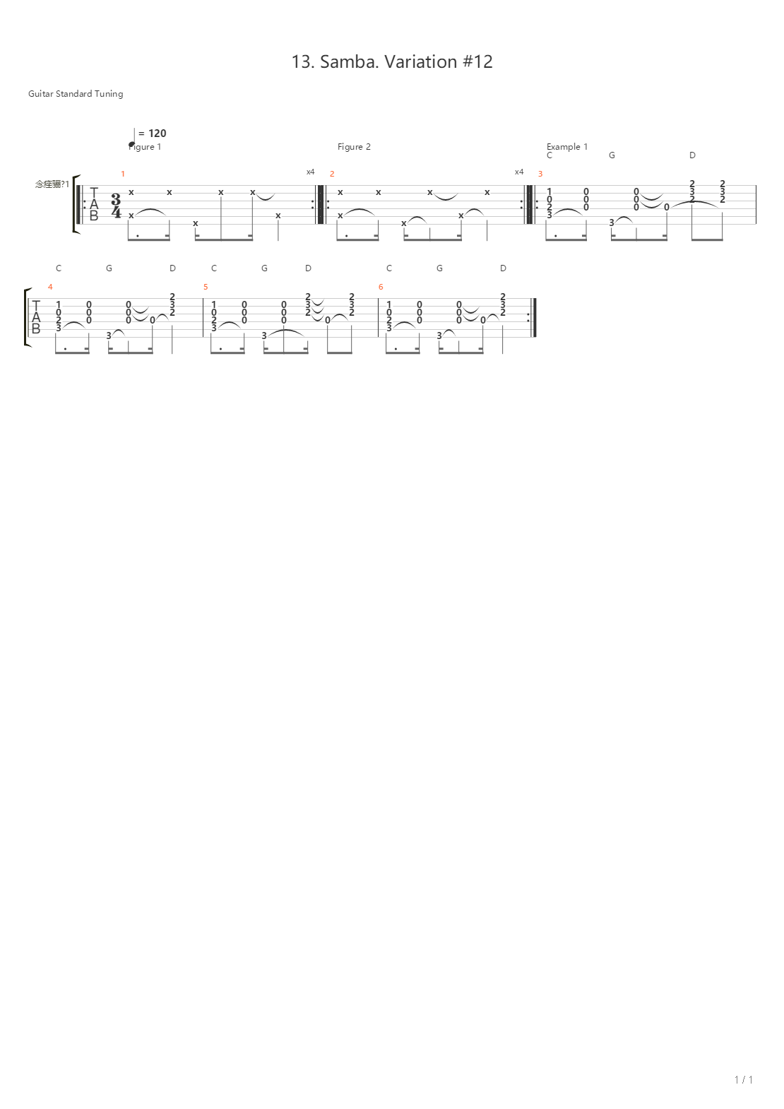 13 Samba Variation 12吉他谱