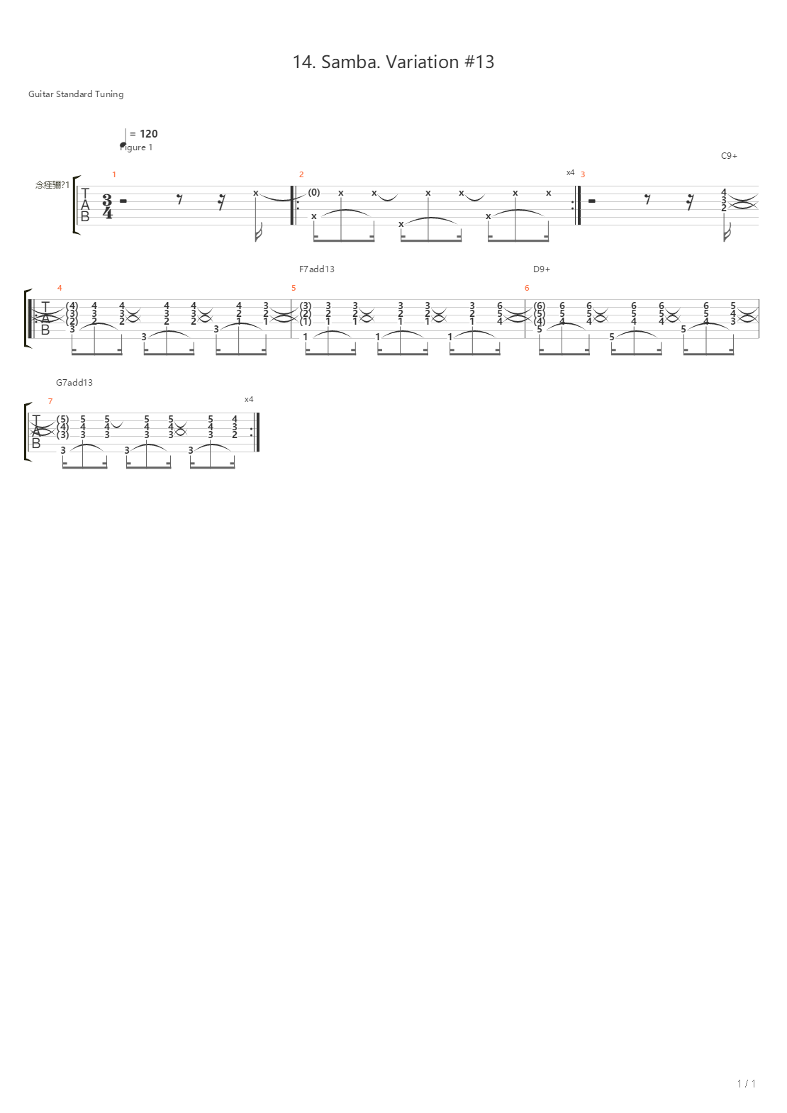 14 Samba Variation 13吉他谱