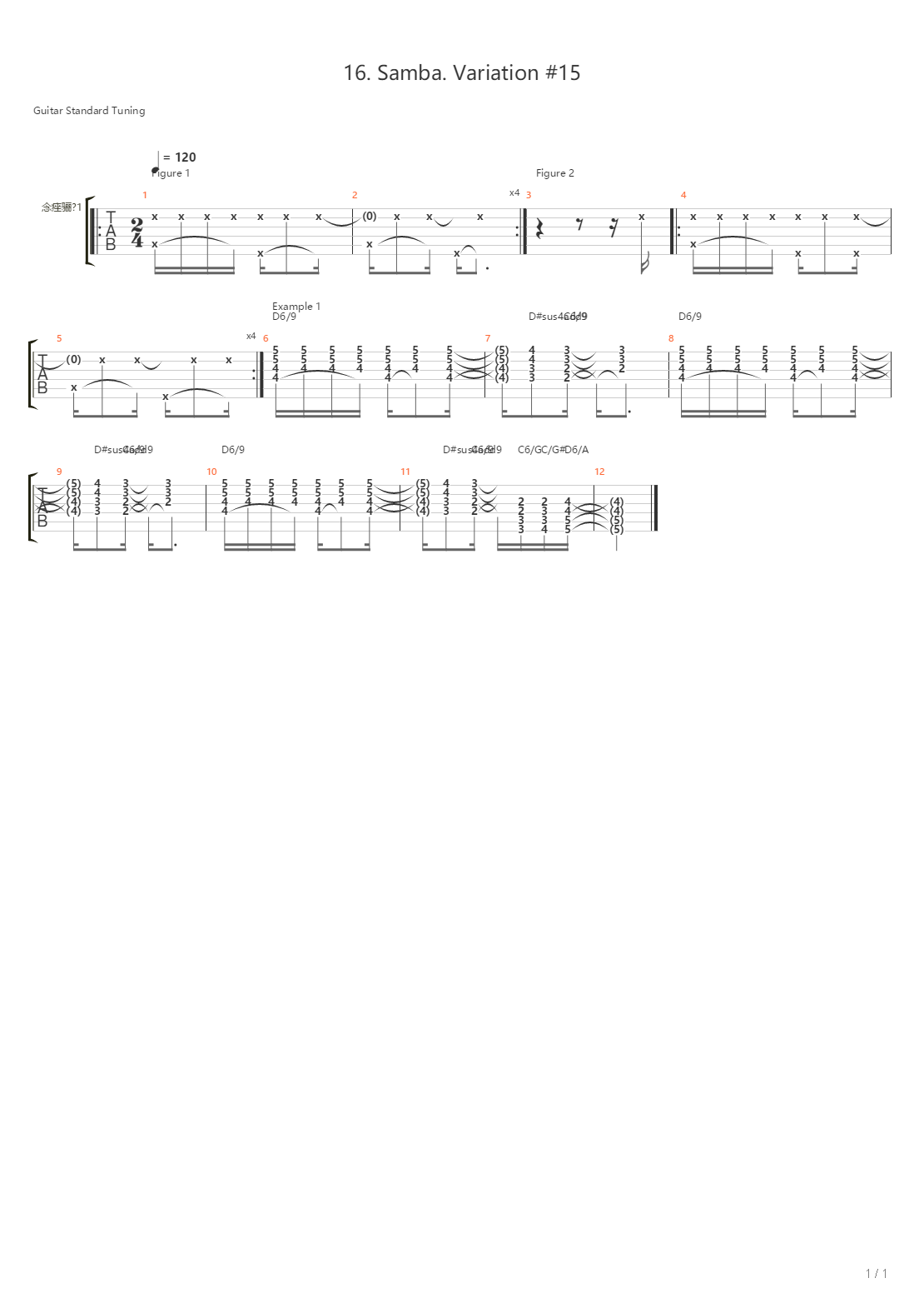 16 Samba Variation 15吉他谱