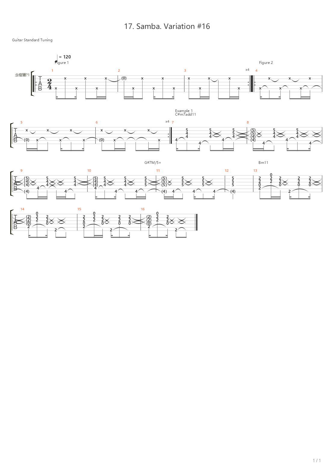 17 Samba Variation 16吉他谱