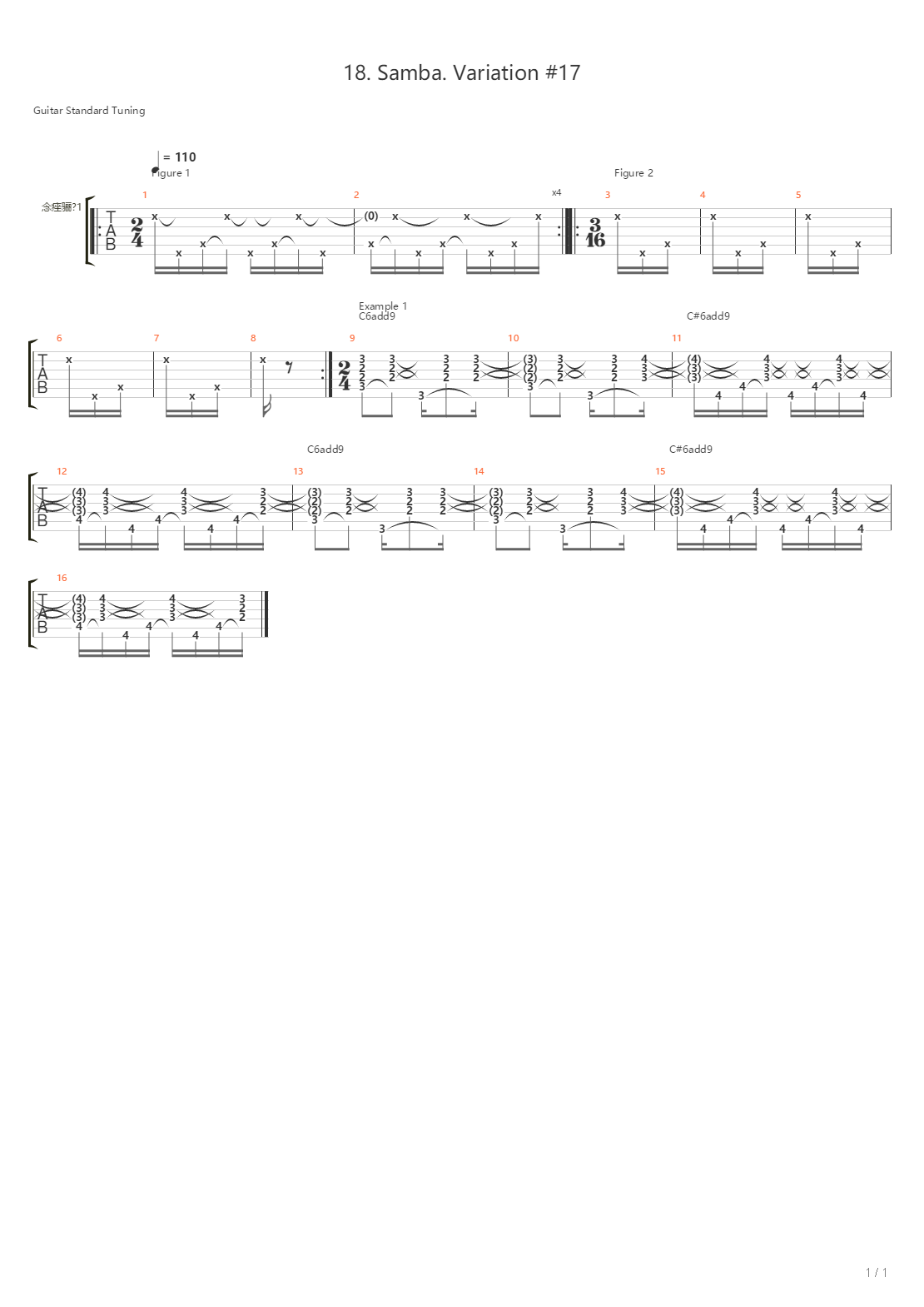 18 Samba Variation 17吉他谱