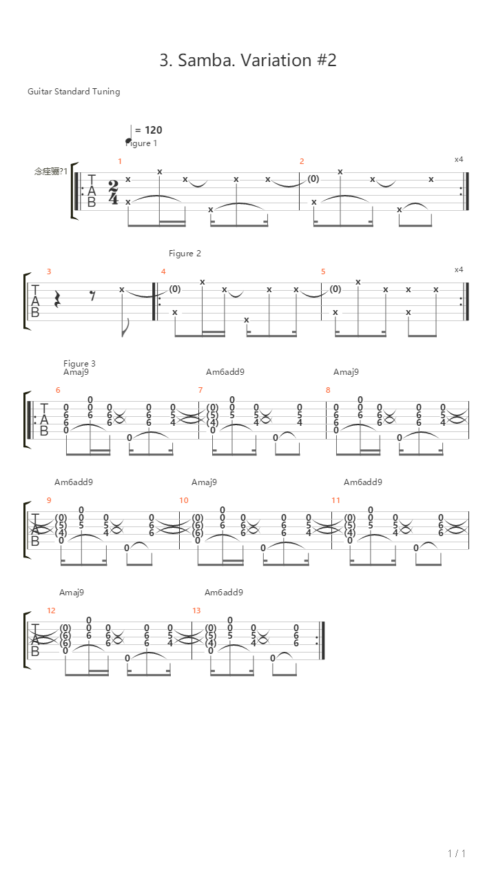 3 Samba Variation 2吉他谱