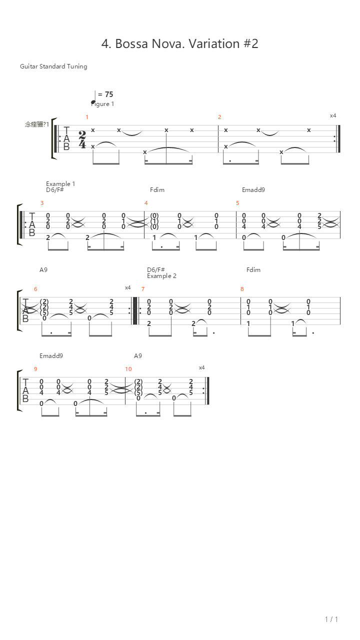 4 Bossa Nova Variation 2吉他谱