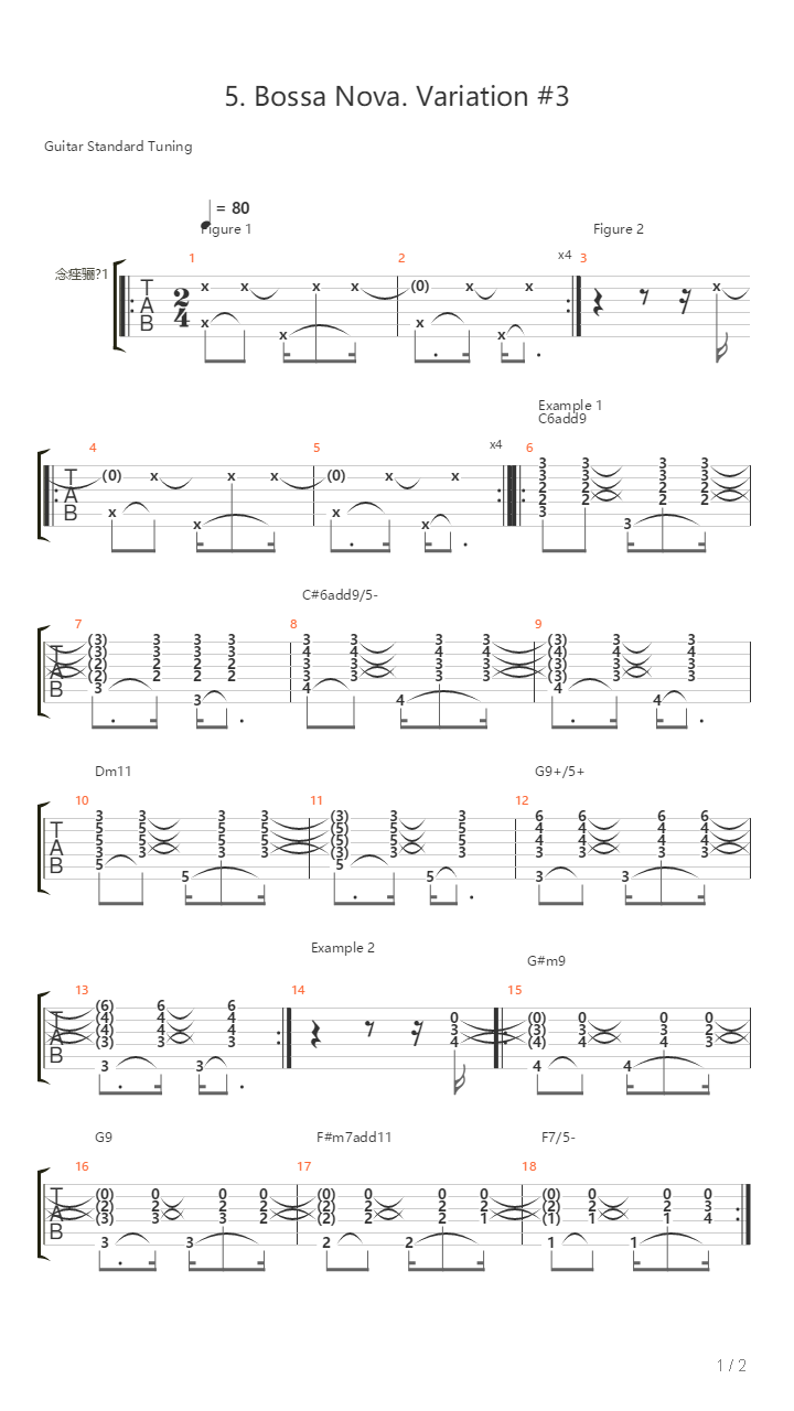 5 Bossa Nova Variation 3吉他谱