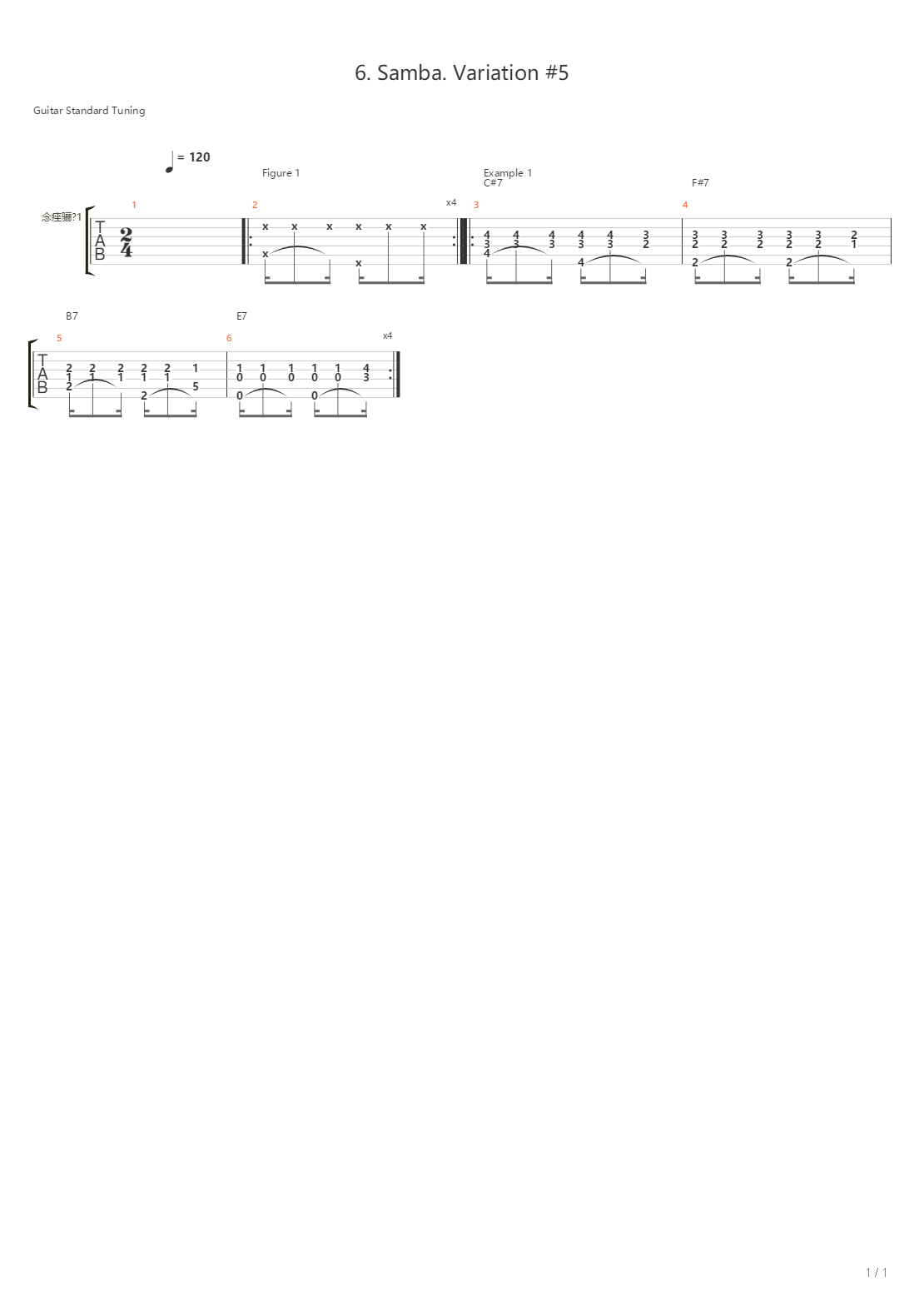 6 Samba Variation 5吉他谱