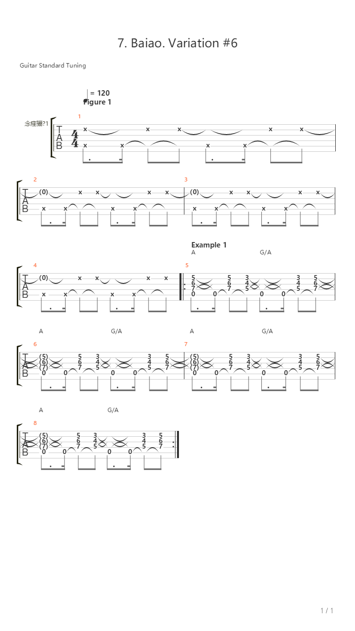 7 Baiao Variation 6吉他谱