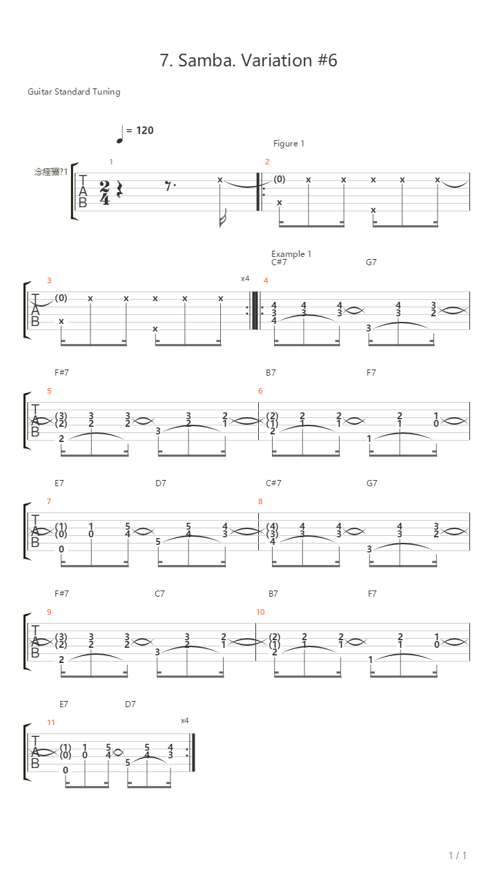 7 Samba Variation 6吉他谱