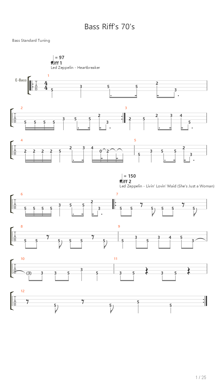 70S Bass Riffs吉他谱