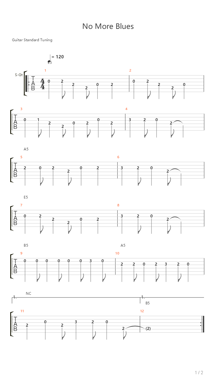 Alan Lord - No More Blues吉他谱