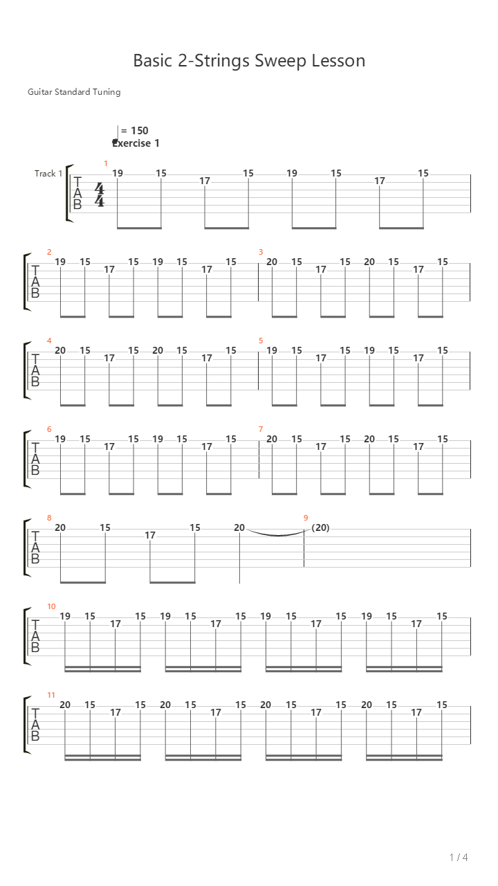 Basic 2-Strings Sweep Lesson吉他谱