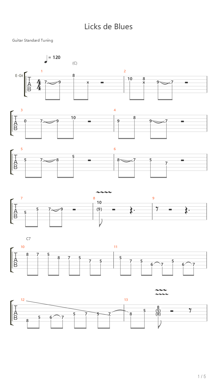 Blues Licks In A Minor And E Major吉他谱