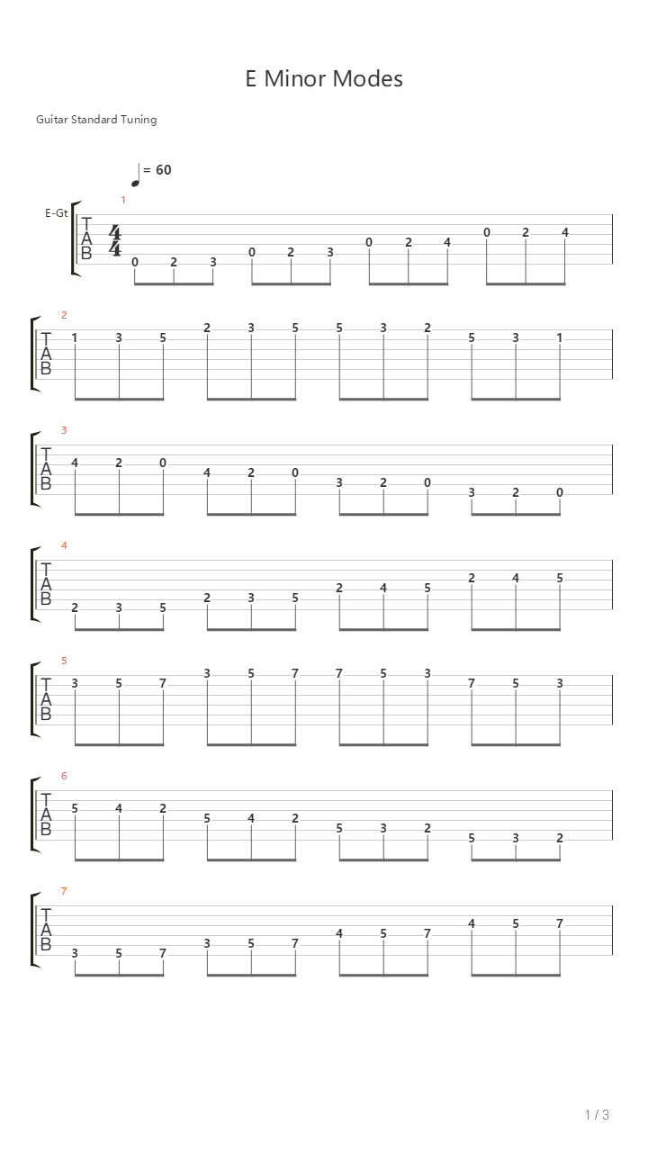 E Minor Modes吉他谱