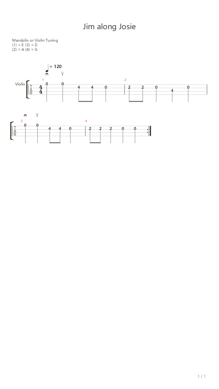 Fiddle Time Joggers - Jim Along Josie吉他谱