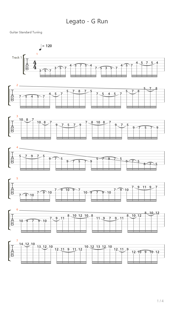 Legato - G Run吉他谱