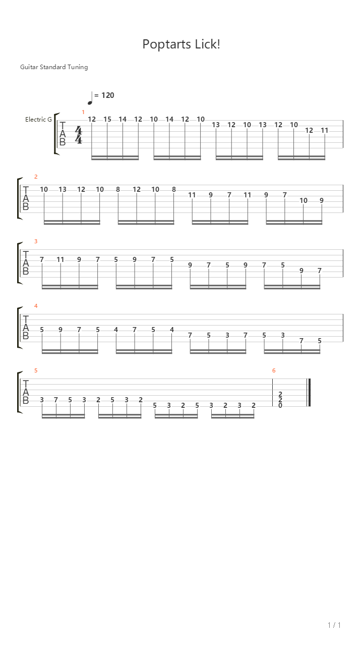 Poptarts Lick吉他谱