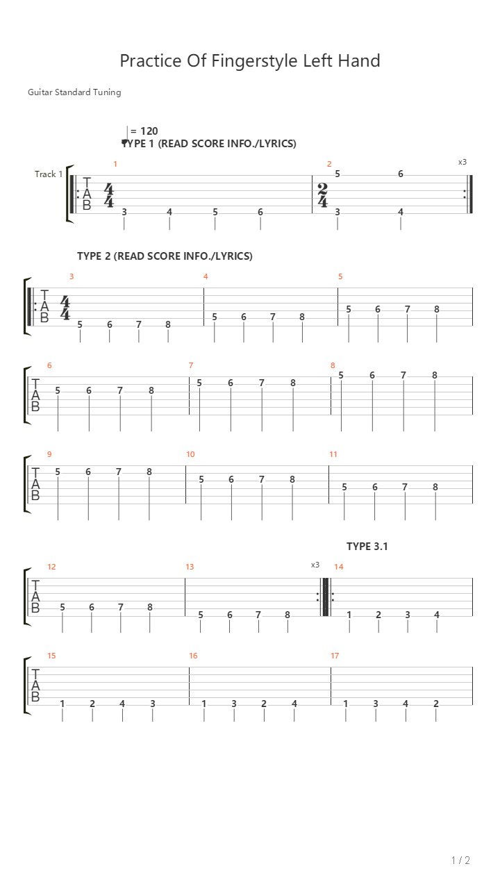 Riwaj - Practice Of Fingerstyle Left Hand吉他谱