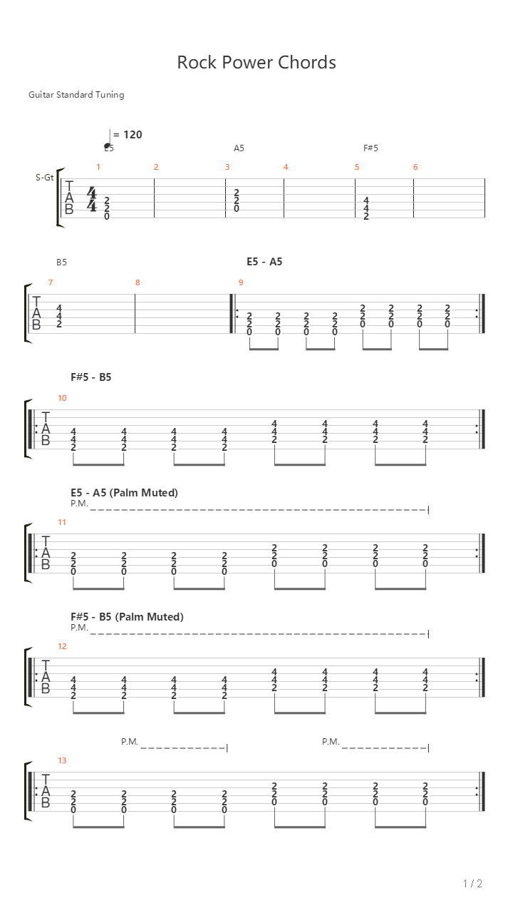 Rock Power Chords吉他谱