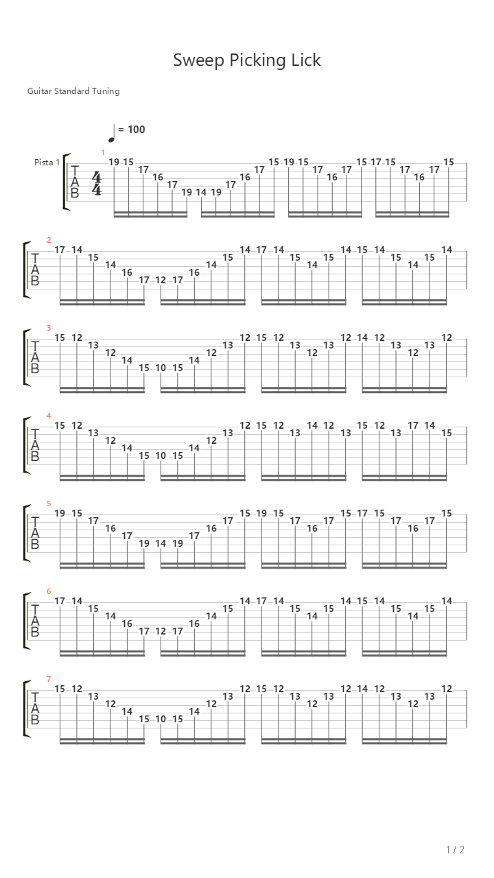 Sweep Picking Lick吉他谱
