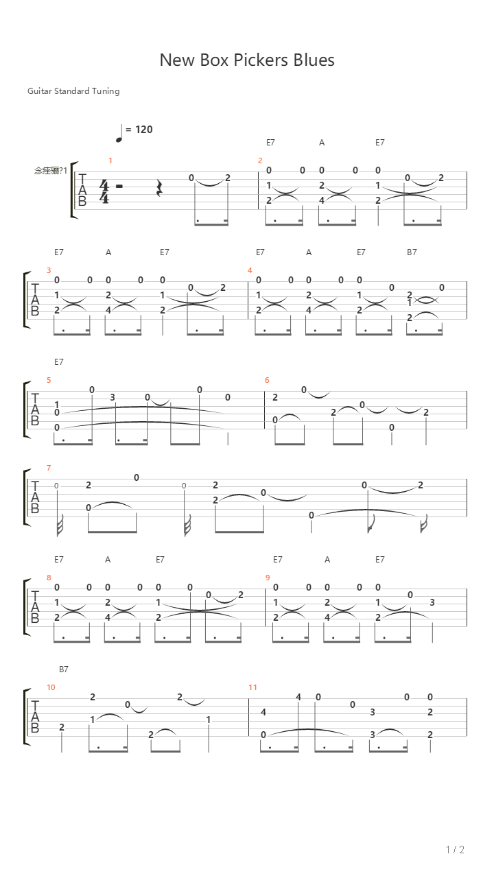 Tommy Flint - New Box Pickers Blues吉他谱