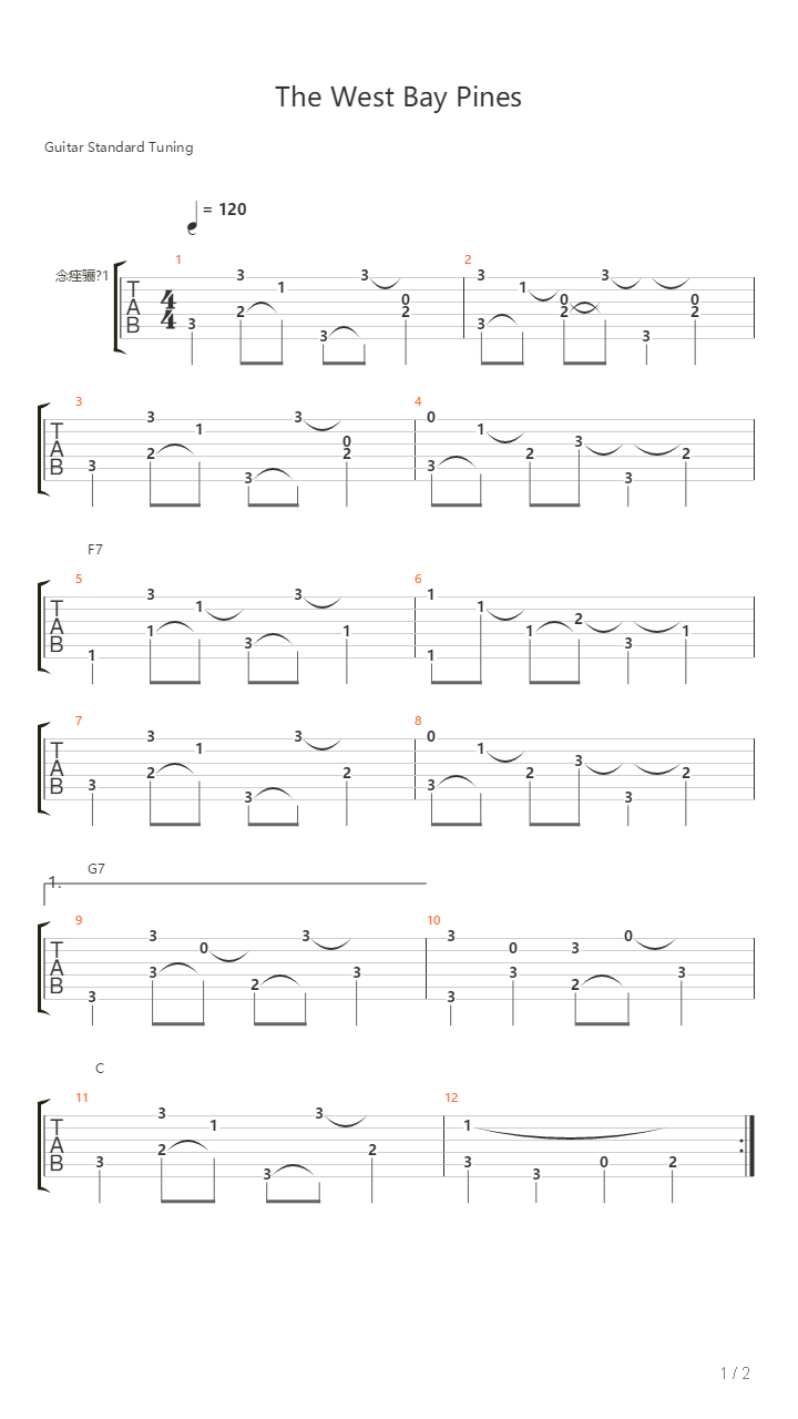 Tommy Flint - The West Bay Pines吉他谱