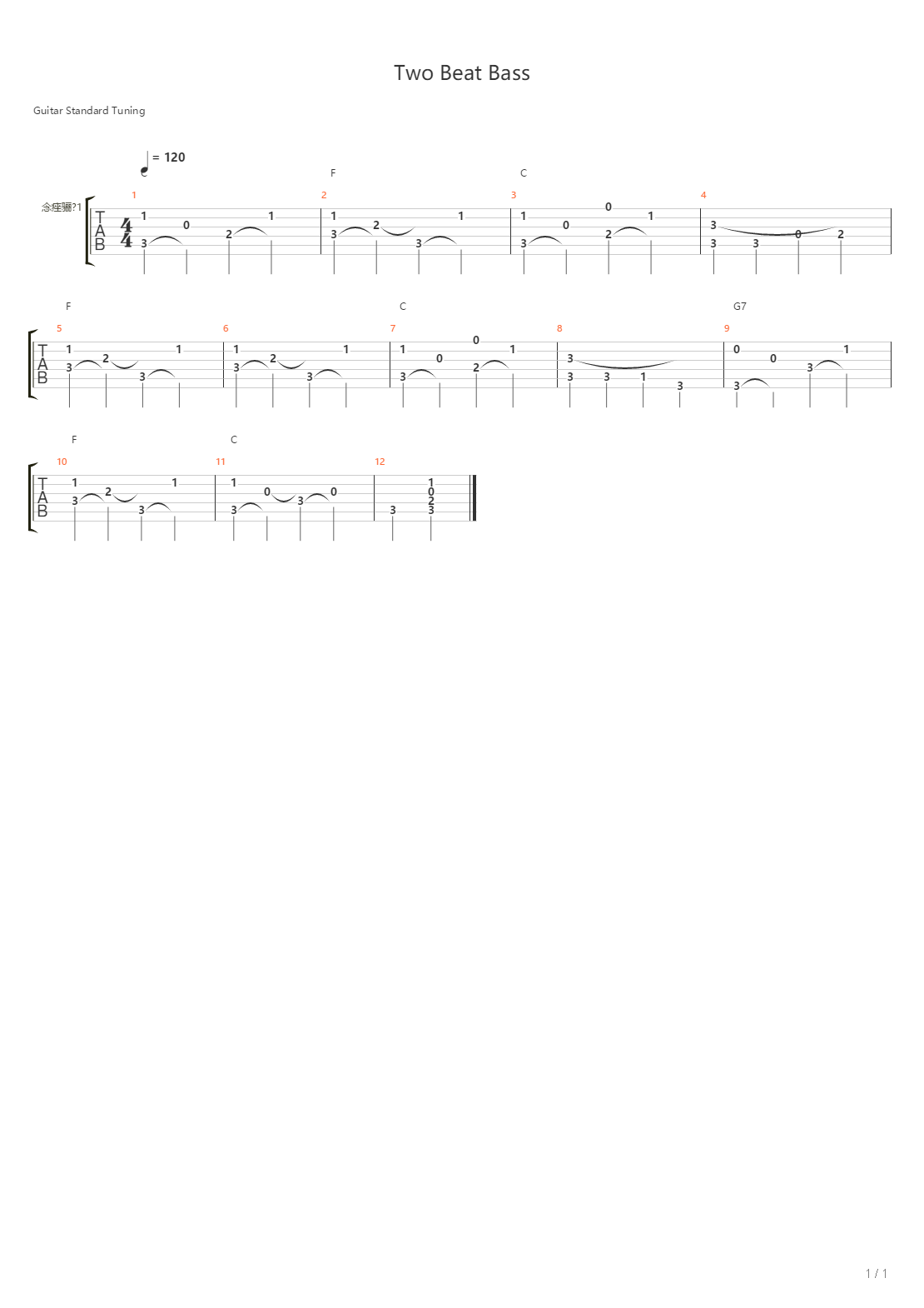 Tommy Flint - Two Beat Bass吉他谱