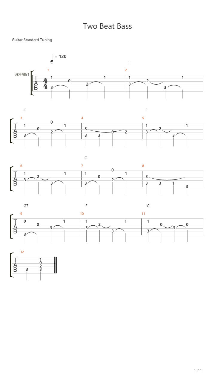 Tommy Flint - Two Beat Bass吉他谱