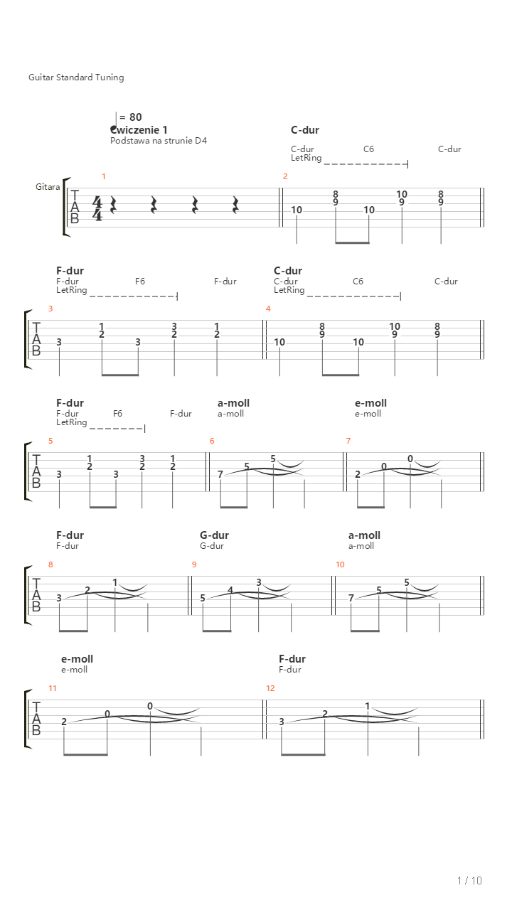 Triads In Use - Examples In C Major吉他谱