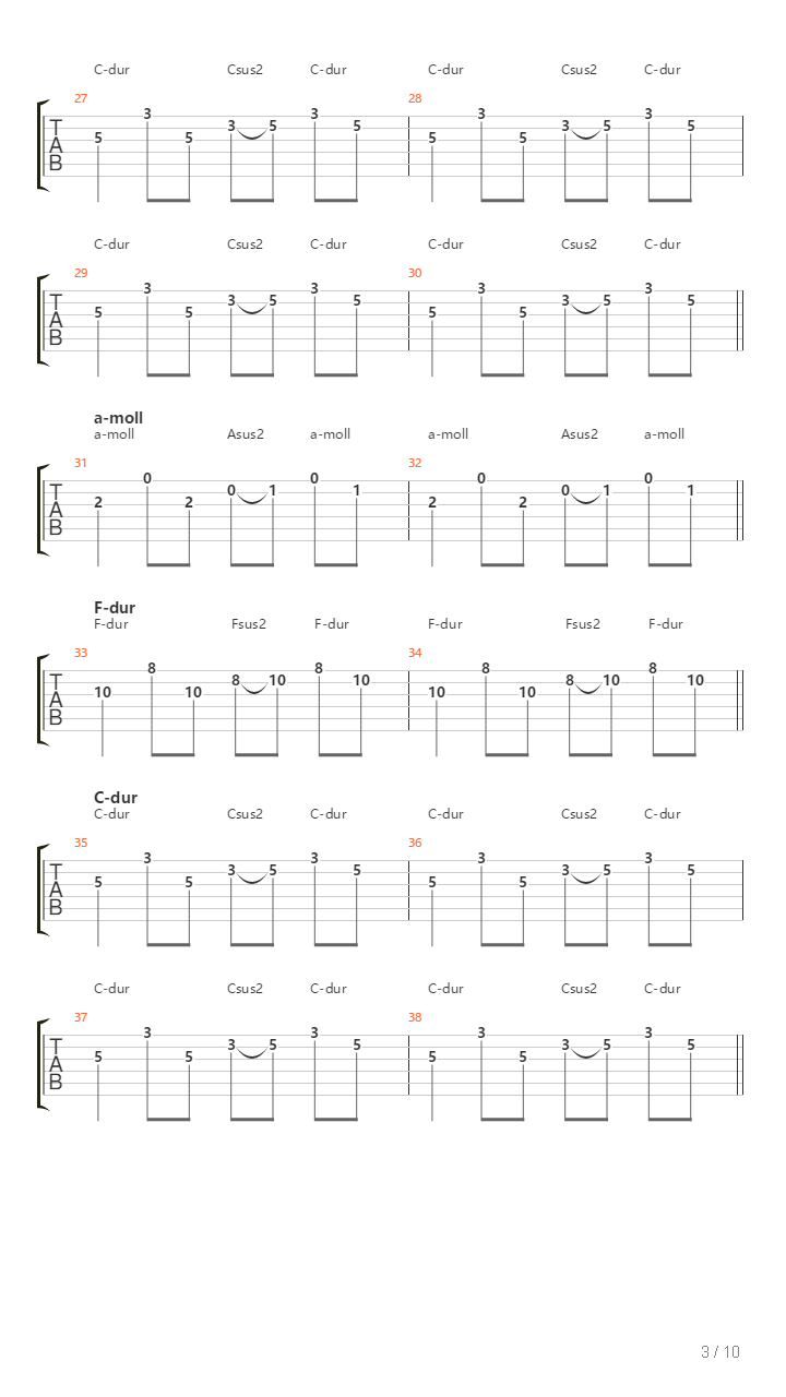 Triads In Use - Examples In C Major吉他谱