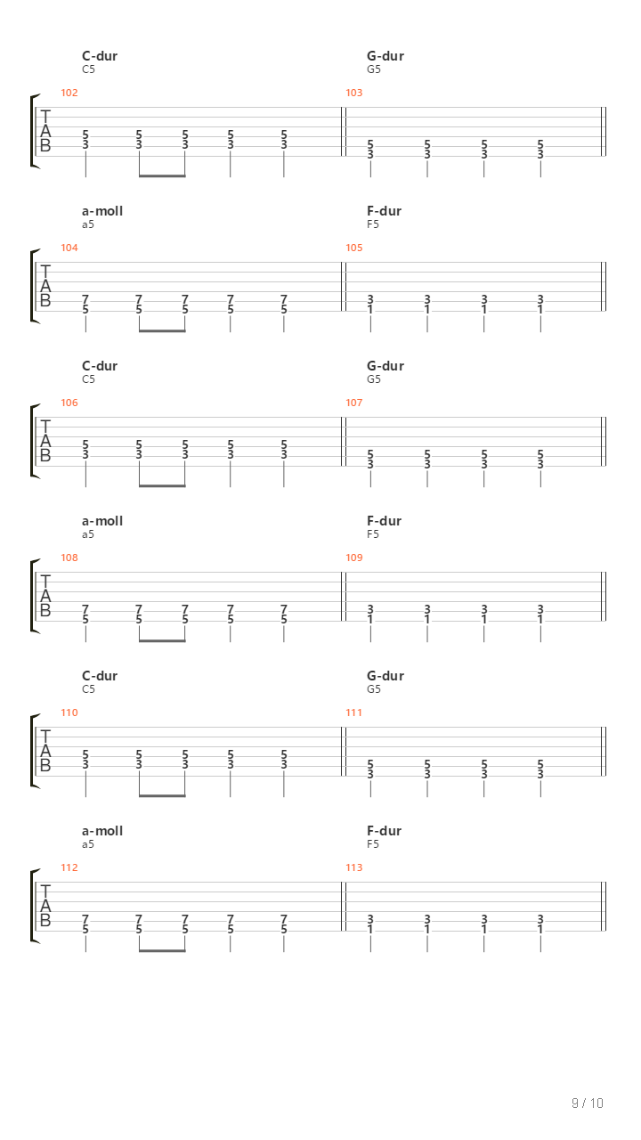 Triads In Use - Examples In C Major吉他谱