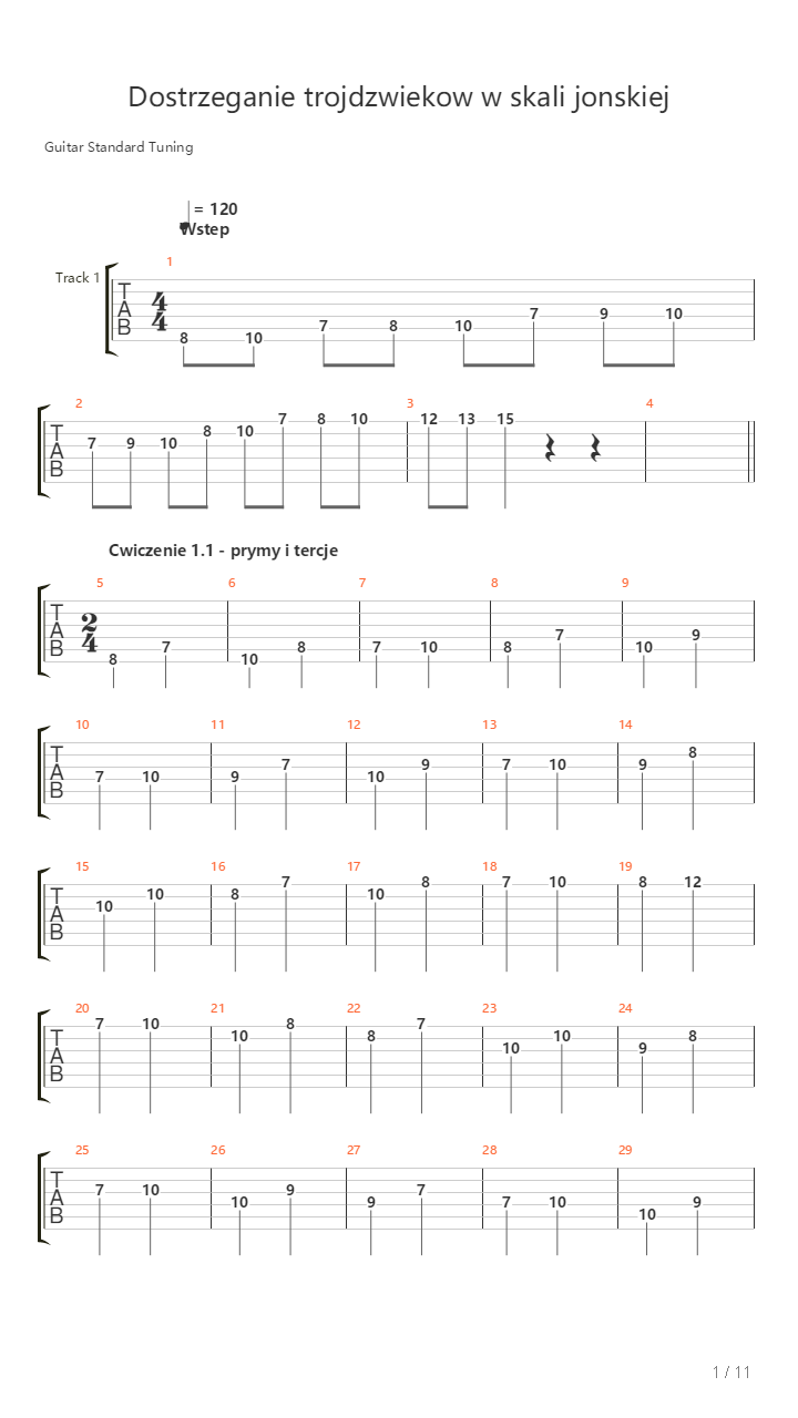 Triads Practice In C Ionian Scale Most Popular Position吉他谱