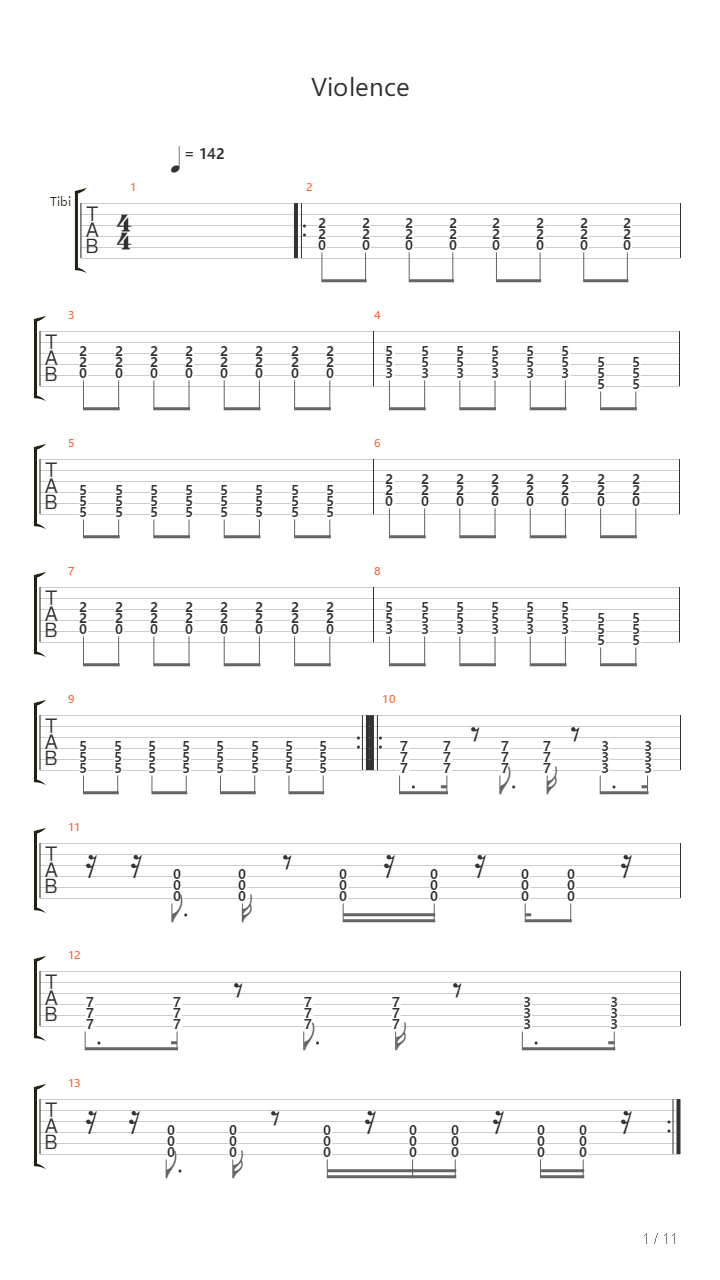 Violence吉他谱