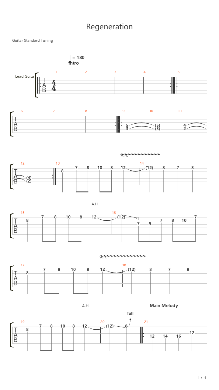 Regeneration吉他谱