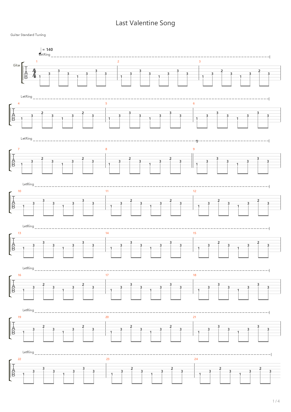 Last Valentine Song吉他谱