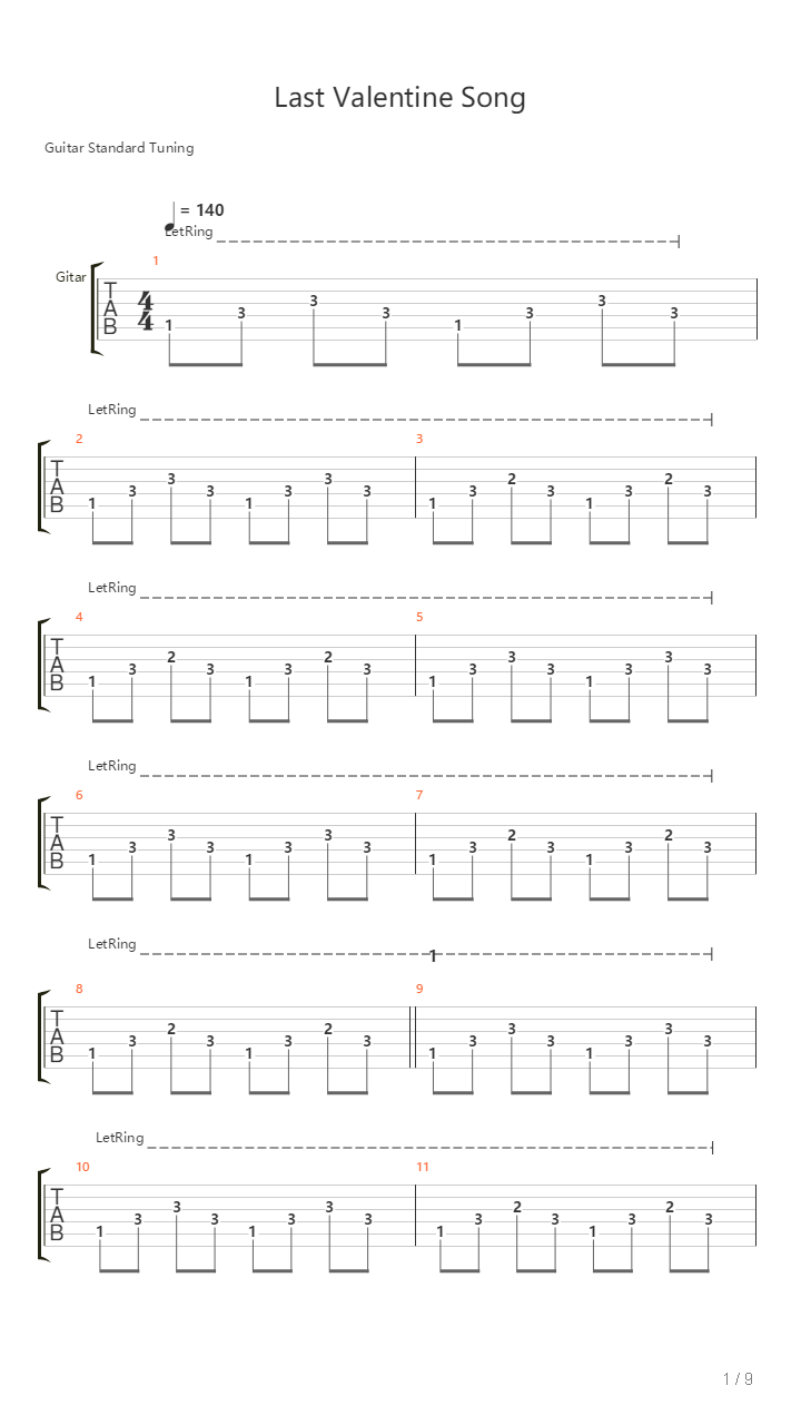 Last Valentine Song吉他谱