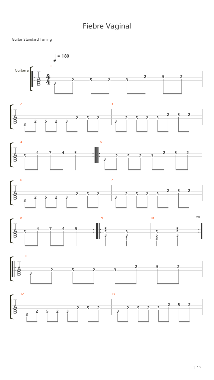 Fiebre Vaginal吉他谱