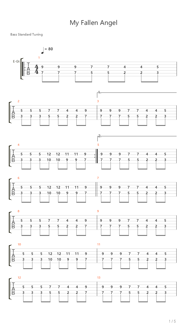 My Fallen Angel吉他谱