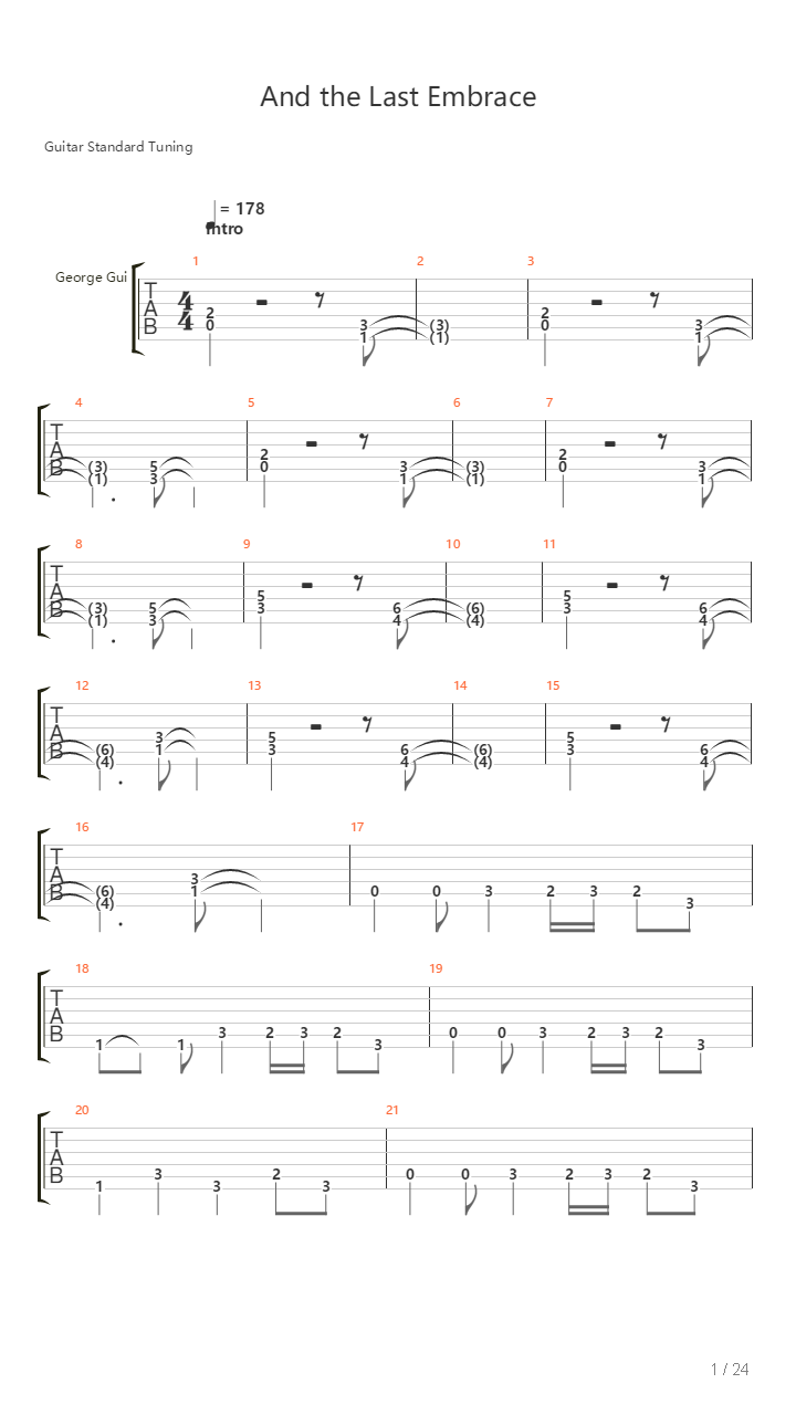 And The Last Embrace吉他谱