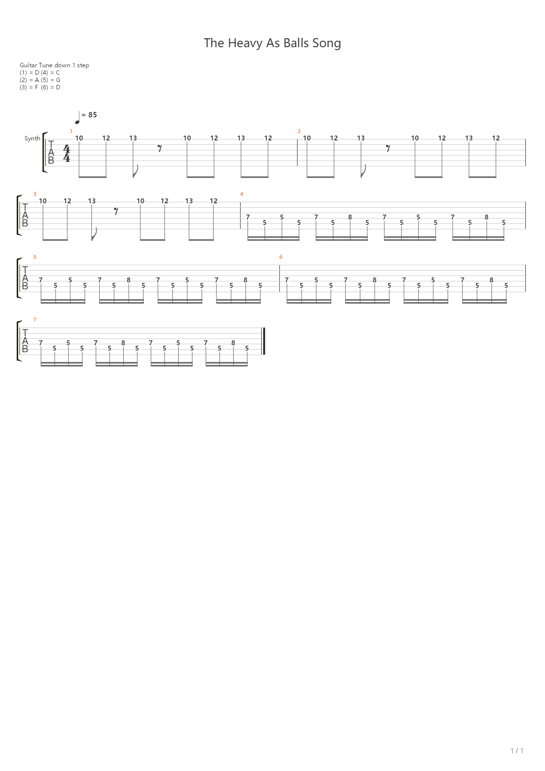 Heavy As Balls Song吉他谱