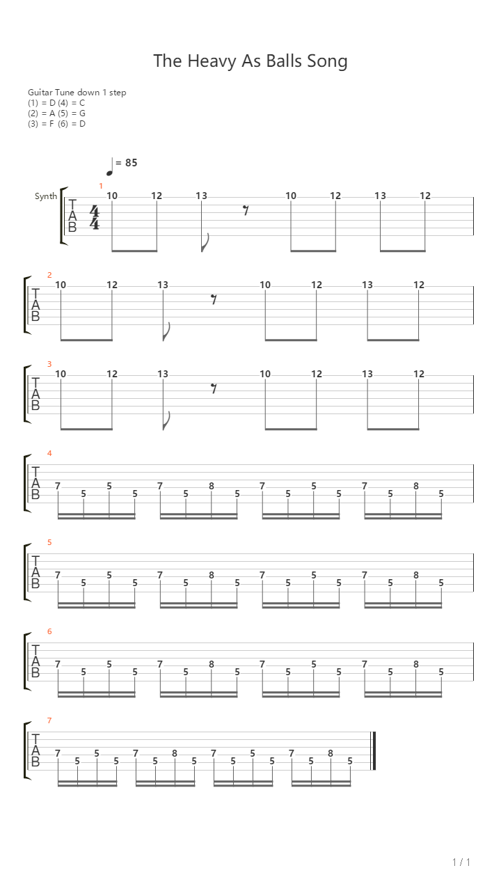 Heavy As Balls Song吉他谱