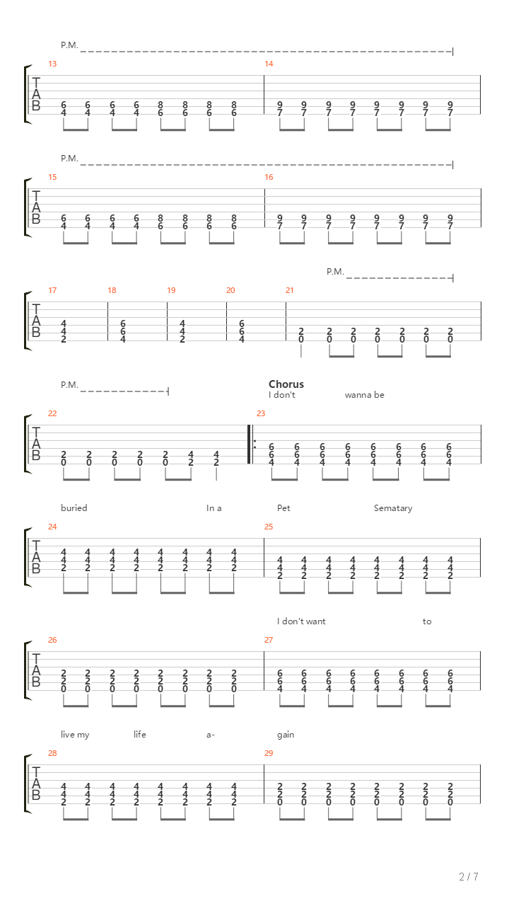 Pet Sematary吉他谱