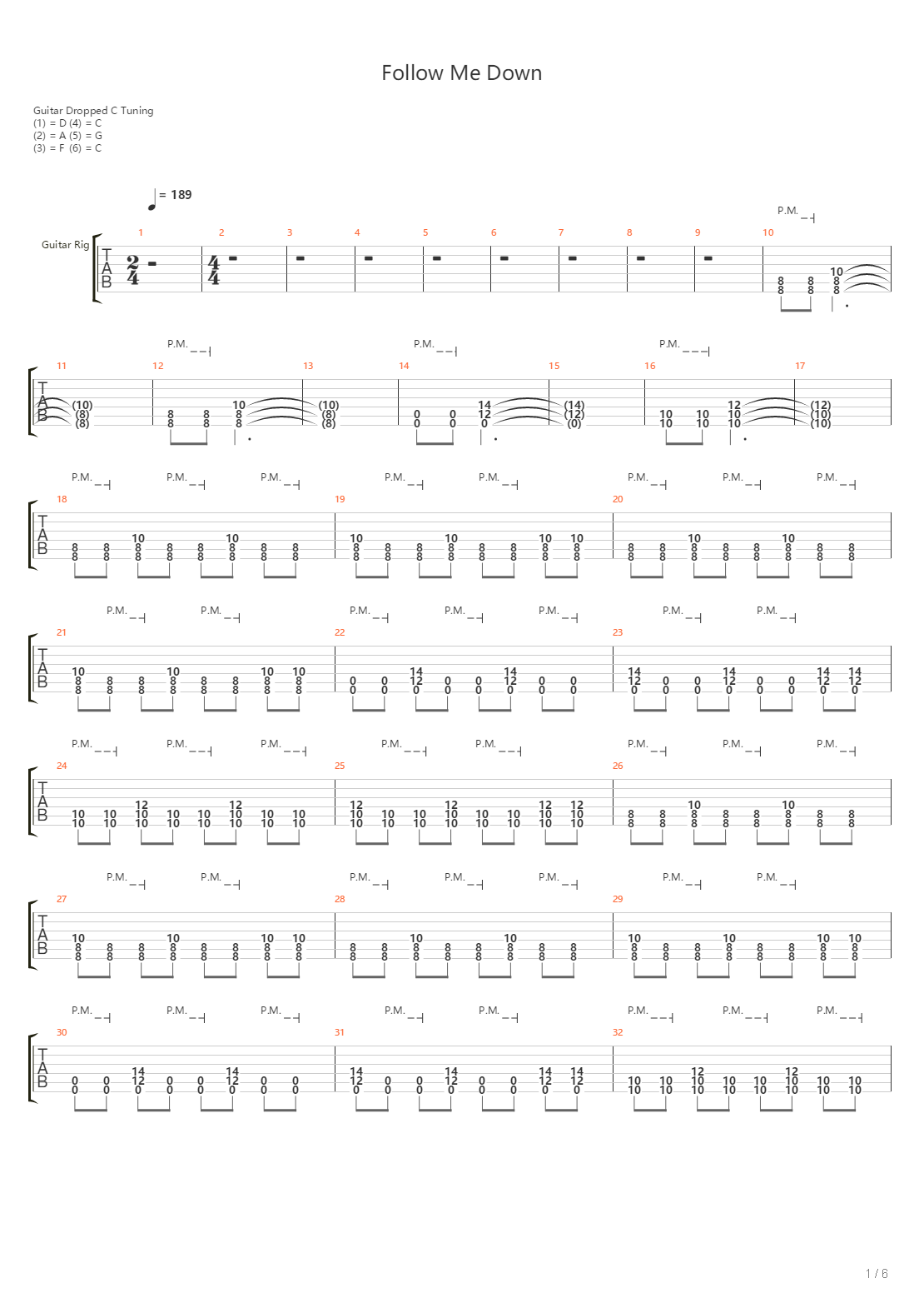 Follow Me Down吉他谱