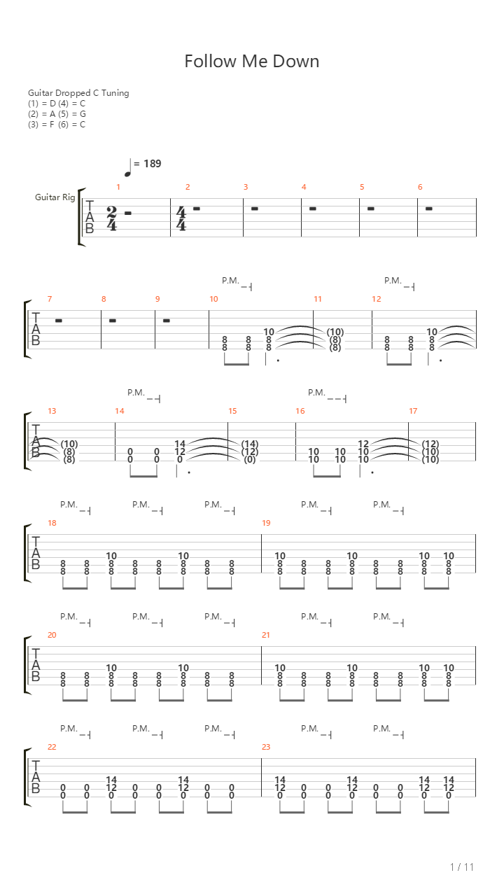 Follow Me Down吉他谱