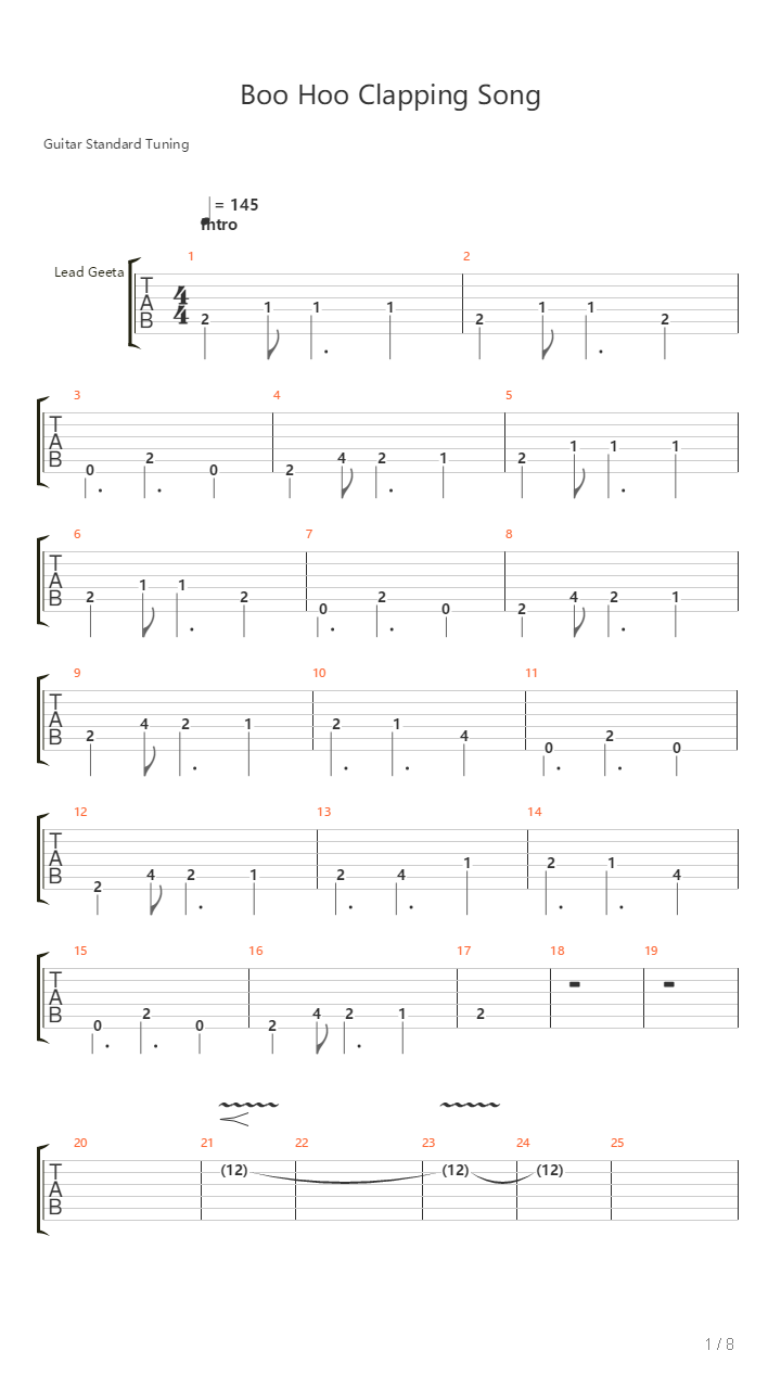 Boo Hoo Clapping Song吉他谱