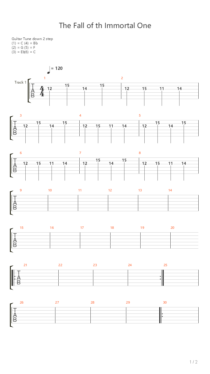 Fall Of The Immortal One吉他谱