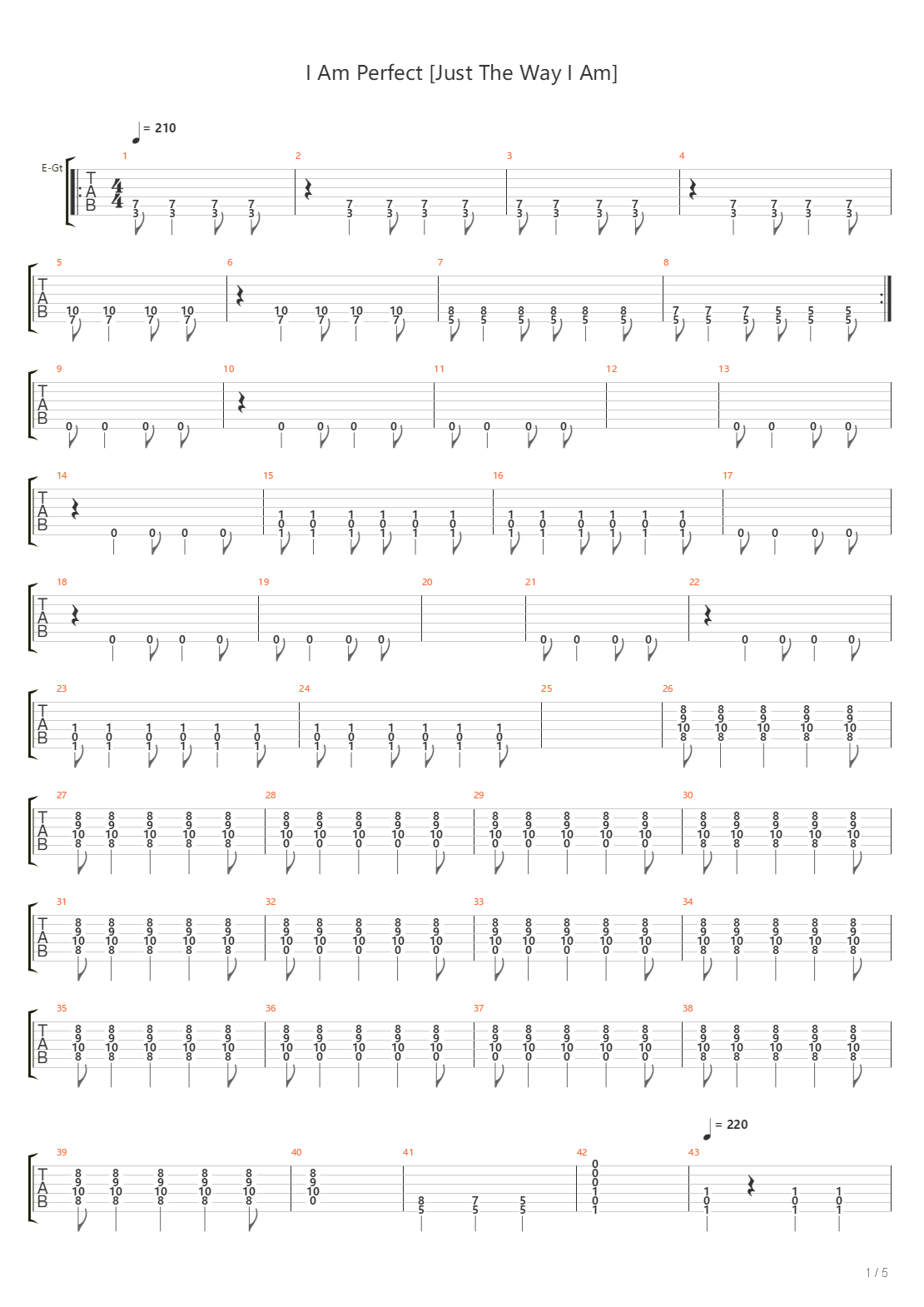 I Am Perfect Just The Way I Am吉他谱